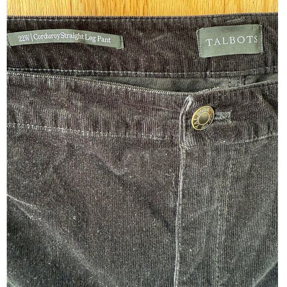 Talbots Black Corduroy Straight Leg Pants Size 22W 90's Classic Casual Office - Picture 2 of 9
